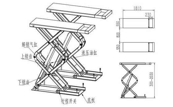 3500KG リフティング 能力 カーリフター カーリフター オートショップ 水力ガレージ機器