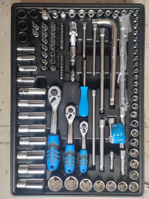 シルバー 7 ドラワー ツール トロッキー と 5 層 323 PCS CRV 耐久 ツール セット 鉄 ガレージ ストレージ ローラー キャビネット